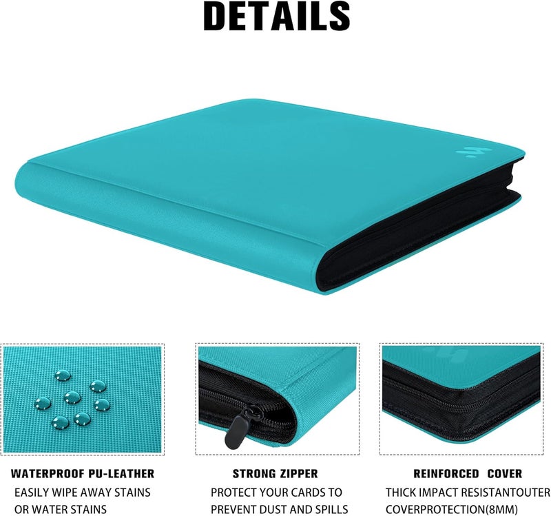 MORABTO Premium 1000+ Pockets Card Binder,16 Pockets Trading Card Binder Ringless Side Loading Trading Card Album Folder for TCG -Teal - Image 5
